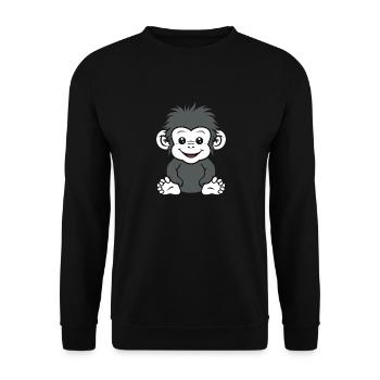 Humour petit singe babouin - Sweat-shirt Unisexe - noir - Devant - Alina (178cm) & Michal (187cm)