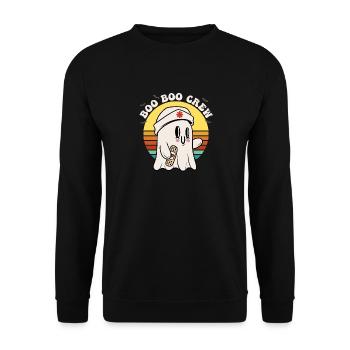 Boo Boo Crew Krankenschwester Halloween - Groovy Lustig - Unisex Pullover - Schwarz - Vorne - Alina (178cm) & Michal (187cm)