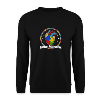 Autism awareness Heart Colors Autism puzzle piece - Unisex Sweatshirt - black - Front - Alina (178cm) & Michal (187cm)
