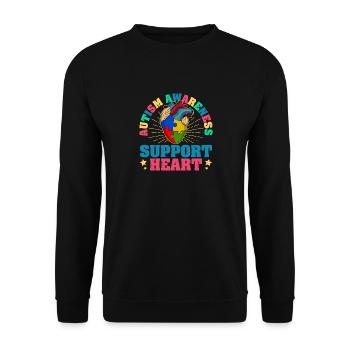 Autism awareness heart support heart - Unisex Sweatshirt - black - Front - Alina (178cm) & Michal (187cm)