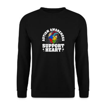 Autism awareness heart support heart - Unisex Sweatshirt - black - Front - Alina (178cm) & Michal (187cm)