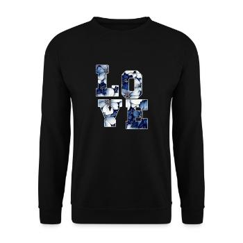 Blumige Liebe Liebessymphonie Romantisch - Unisex Pullover - Schwarz - Vorne - Alina (178cm) & Michal (187cm)