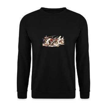 Rotröcke Linieninfanterie des 18 Jahrhunderts - Unisex Pullover - Schwarz - Vorne - Alina (178cm) & Michal (187cm)