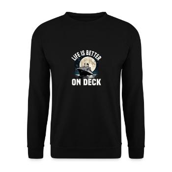 Life Is Better On Deck Cruise Ship Vacation Group - Unisex Sweatshirt - black - Front - Alina (178cm) & Michal (187cm)