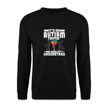 Luftballon Autist Autism thing Puzzleteil - Unisex Pullover - Schwarz - Vorne - Alina (178cm) & Michal (187cm)