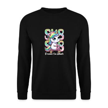 Licorne Skateboard - Sweat-shirt Unisexe - noir - Devant - Alina (178cm) & Michal (187cm)