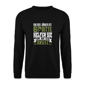 60 Jahre Jäger Geschenkidee - Unisex Pullover - Schwarz - Vorne - Alina (178cm) & Michal (187cm)