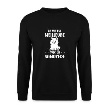 Humour Chien Samoyède - Sweat-shirt Unisexe - noir - Devant - Alina (178cm) & Michal (187cm)