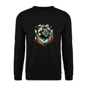 Mops Hund - Unisex Pullover - Schwarz - Vorne - Alina (178cm) & Michal (187cm)