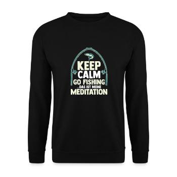 Angler Fishing Fishing Rod Fishing - Unisex Sweatshirt - black - Front - Alina (178cm) & Michal (187cm)