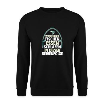 Angler Fischen Angelrute Angeln - Unisex Pullover - Schwarz - Vorne - Alina (178cm) & Michal (187cm)