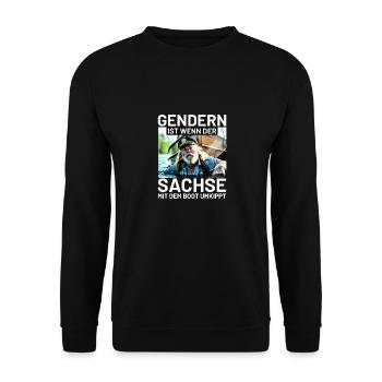 Boot Sachse - Unisex Pullover - Schwarz - Vorne - Alina (178cm) & Michal (187cm)