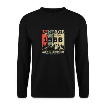 40 Ans 1986 Vintage Rétro Cadeau D'anniversaire - Sweat-shirt Unisexe - noir - Devant - Alina (178cm) & Michal (187cm)