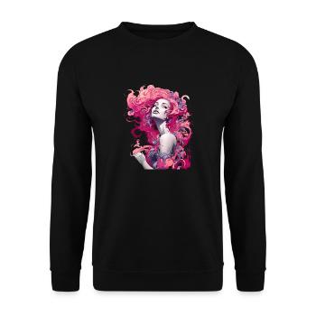 Belle femme peinture art visage femme colorée - Sweat-shirt Unisexe - noir - Devant - Alina (178cm) & Michal (187cm)