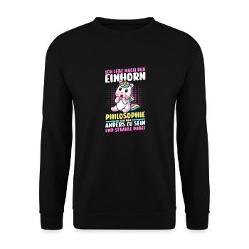 Einhorn - Unisex Pullover - Schwarz - Vorne - Alina (178cm) & Michal (187cm)