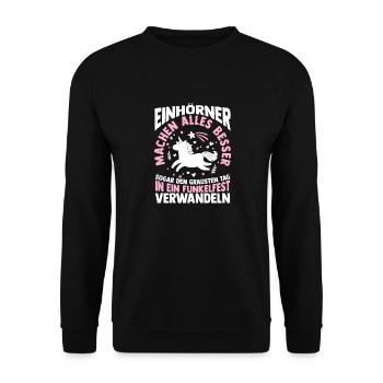 Licorne - Sweat-shirt Unisexe - noir - Devant - Alina (178cm) & Michal (187cm)