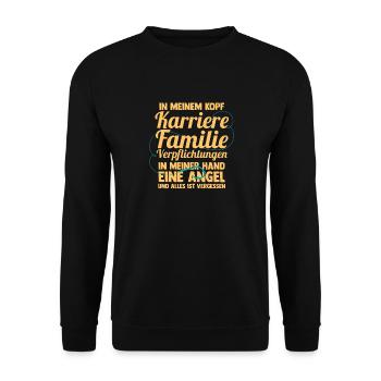 Angler Fischen Angelrute Angeln - Unisex Pullover - Schwarz - Vorne - Alina (178cm) & Michal (187cm)