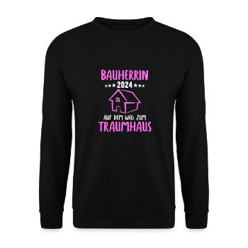 On the way to the dream house builder 2024 - Unisex Sweatshirt - black - Front - Alina (178cm) & Michal (187cm)