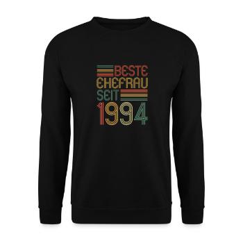 Beste Ehefrau seit 1994 30.Hochzeitstag - Unisex Pullover - Schwarz - Vorne - Alina (178cm) & Michal (187cm)