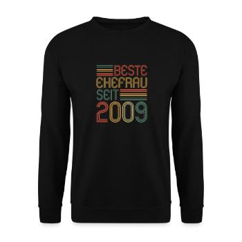 Best wife since 2009 15th wedding anniversary - Unisex Sweatshirt - black - Front - Alina (178cm) & Michal (187cm)