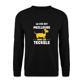 Humour chien teckel - Sweat-shirt Unisexe - noir - Devant - Alina (178cm) & Michal (187cm)