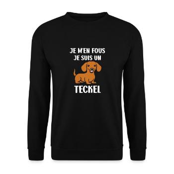 Humour chien teckel - Sweat-shirt Unisexe - noir - Devant - Alina (178cm) & Michal (187cm)
