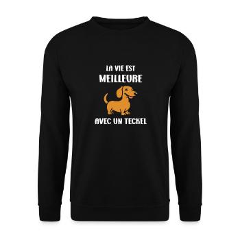 Humour chien teckel - Sweat-shirt Unisexe - noir - Devant - Alina (178cm) & Michal (187cm)