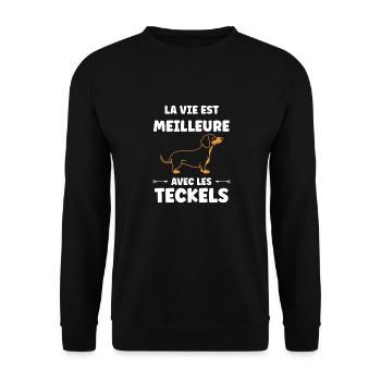 Humour chien teckel - Sweat-shirt Unisexe - noir - Devant - Alina (178cm) & Michal (187cm)