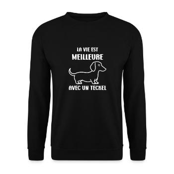 Humour chien teckel - Sweat-shirt Unisexe - noir - Devant - Alina (178cm) & Michal (187cm)