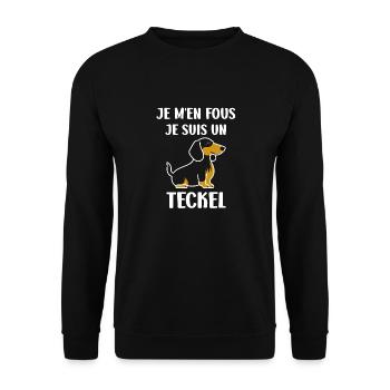 Humour chien teckel - Sweat-shirt Unisexe - noir - Devant - Alina (178cm) & Michal (187cm)