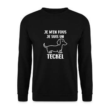 HUmour chien teckel - Sweat-shirt Unisexe - noir - Devant - Alina (178cm) & Michal (187cm)