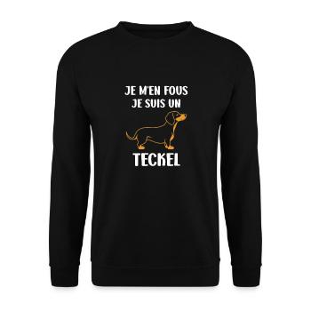 HUmour chien teckel - Sweat-shirt Unisexe - noir - Devant - Alina (178cm) & Michal (187cm)