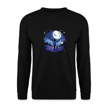 Hundemama Hundebesitzerin Sternenhimmel - Unisex Pullover - Schwarz - Vorne - Alina (178cm) & Michal (187cm)