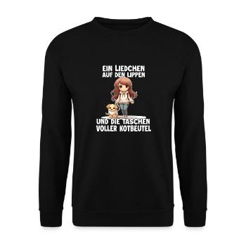 Cute Dog Owner Shirt in Anime Style Dogmom - Unisex Sweatshirt - black - Front - Alina (178cm) & Michal (187cm)