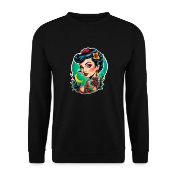 Rockabilly / Pin-up / 50er Jahre - Unisex Pullover - Schwarz - Vorne - Alina (178cm) & Michal (187cm)