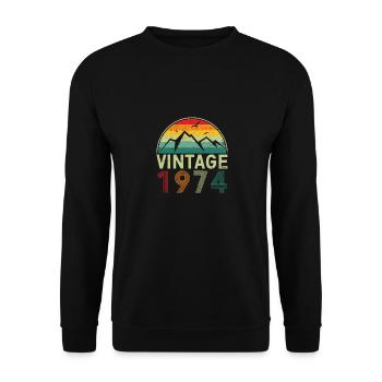 50th Birthday Vintage 1974 Classic Birthday 50 Yea - Unisex Sweatshirt - black - Front - Alina (178cm) & Michal (187cm)