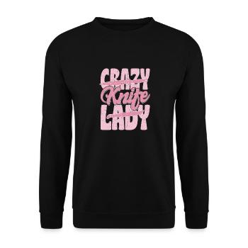 Crazy Knife Lady Hobby Knife Collector - Unisex Pullover - Schwarz - Vorne - Alina (178cm) & Michal (187cm)
