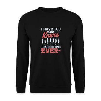 J’ai trop de couteaux Hobby Knife Collector - Sweat-shirt Unisexe - noir - Devant - Alina (178cm) & Michal (187cm)