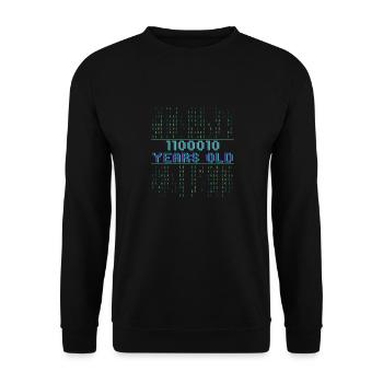 98th Birthday 98 Years Old Binary Code Coder - Unisex Sweatshirt - black - Front - Alina (178cm) & Michal (187cm)