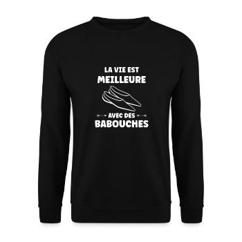 Slippers Humor - Unisex Sweatshirt - black - Front - Alina (178cm) & Michal (187cm)