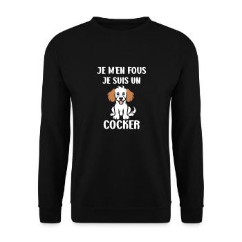 Humour Chien cocker - Sweat-shirt Unisexe - noir - Devant - Alina (178cm) & Michal (187cm)