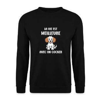 Humour Chien cocker - Sweat-shirt Unisexe - noir - Devant - Alina (178cm) & Michal (187cm)