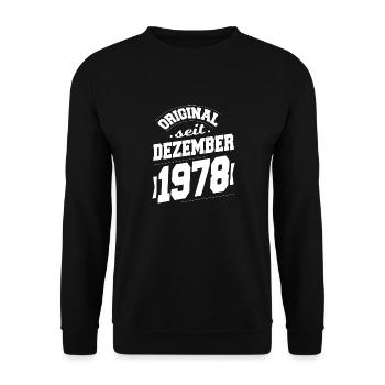 Dezember 1978 Original seit 45 Jahren Mann Frau - Unisex Pullover - Schwarz - Vorne - Alina (178cm) & Michal (187cm)