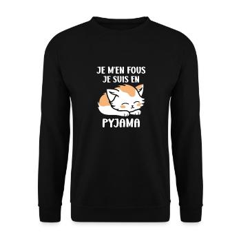 Je m'en fous je suis en pyjama - Sweat-shirt Unisexe - noir - Devant - Alina (178cm) & Michal (187cm)