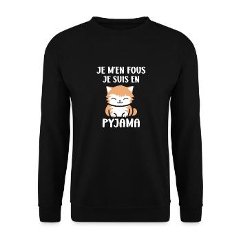 Je m'en fous je suis en pyjama - Sweat-shirt Unisexe - noir - Devant - Alina (178cm) & Michal (187cm)