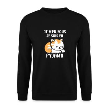Je m'en fous je suis en pyjama - Sweat-shirt Unisexe - noir - Devant - Alina (178cm) & Michal (187cm)