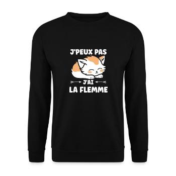 J'ai la flemme - Sweat-shirt Unisexe - noir - Devant - Alina (178cm) & Michal (187cm)