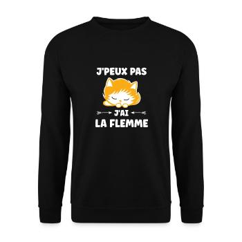 J'ai la flemme - Sweat-shirt Unisexe - noir - Devant - Alina (178cm) & Michal (187cm)