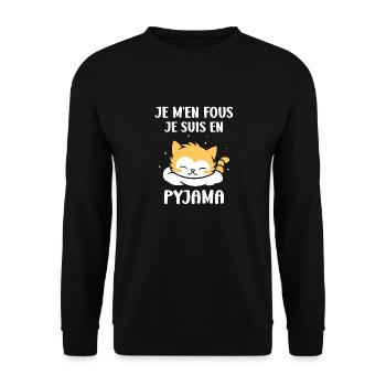 Je m'en fous je suis en pyjama - Sweat-shirt Unisexe - noir - Devant - Alina (178cm) & Michal (187cm)