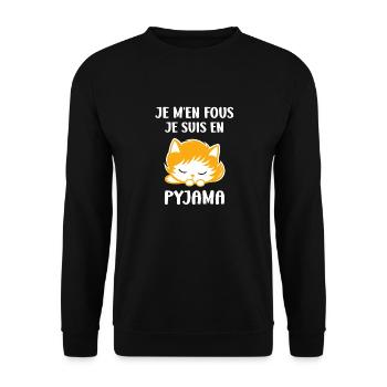 Je m'en fous je suis en pyjama - Sweat-shirt Unisexe - noir - Devant - Alina (178cm) & Michal (187cm)
